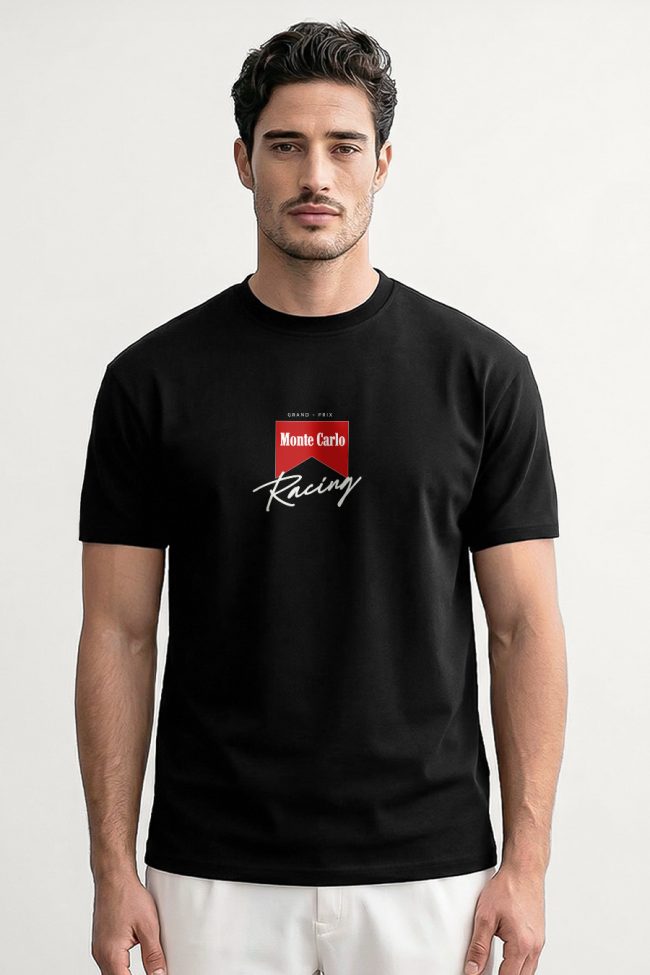 Monte Carlo Racing, T-Shirt Μπλούζα με Σχέδιο σε Μαύρο Χρώμα