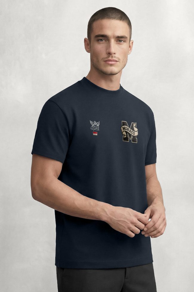 Monaco Monogram, Μπλούζα T-Shirt σε Μπλε Χρώμα