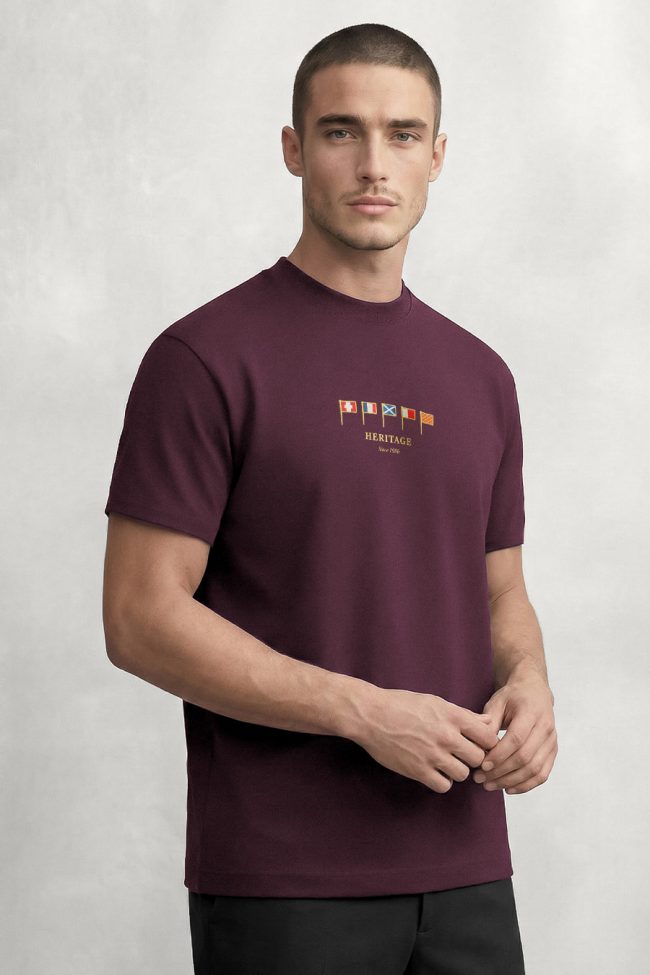 Heritage, Casual Μπλούζα T-Shirt σε Μπορντώ Χρώμα