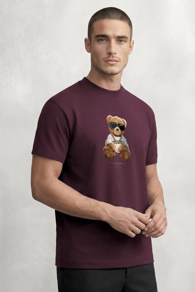 Bling Teddy, Μπλούζα T-Shirt σε Μπορντώ Χρώμα