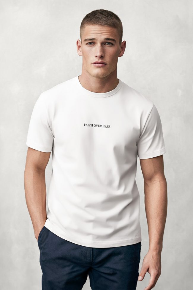 Faith Over Fear Classic, Μπλούζα T-Shirt σε Λευκό Χρώμα