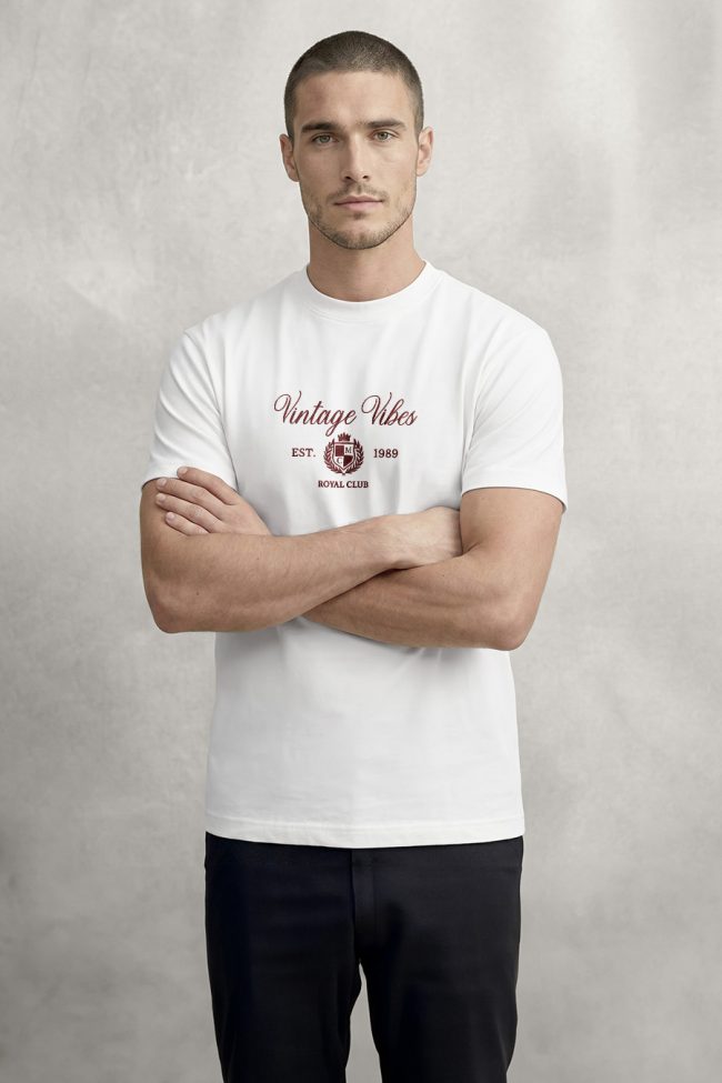 Vintage Vibes Royal Club, Μπλούζα T-Shirt σε Λευκό Χρώμα