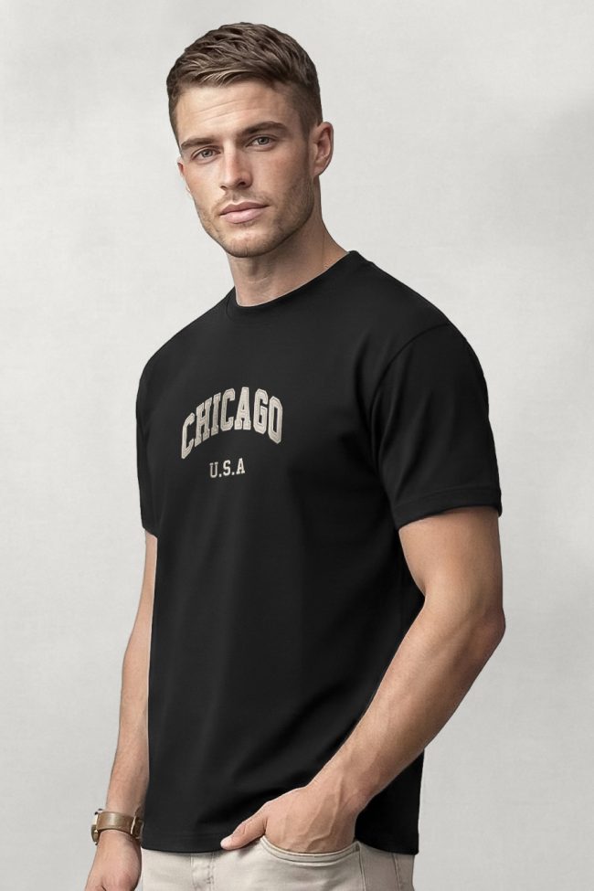 Chicago State, T-Shirt Μπλούζα με Σχέδιο σε Μαύρο Χρώμα