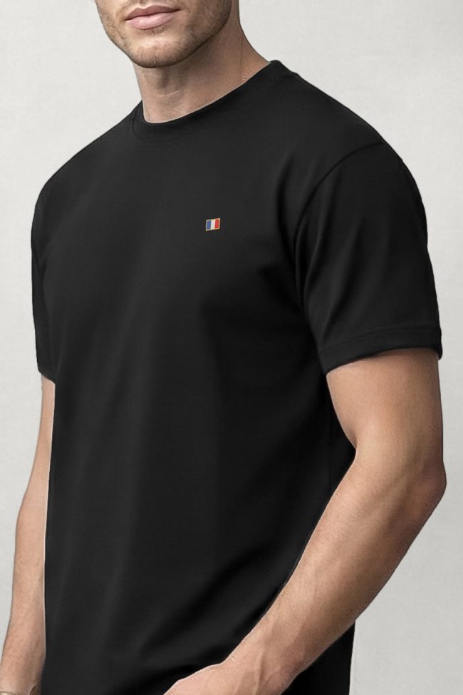 French Flag Mini, Ανδρική Μπλούζα T-Shirt σε Μαύρο Χρώμα