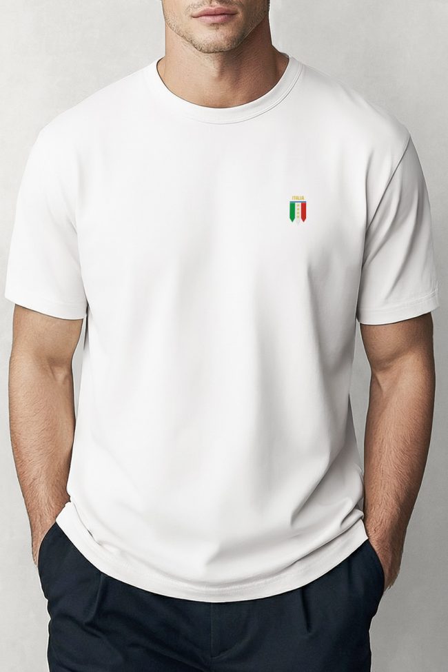 Italia Shield, Ανδρική Μπλούζα T-Shirt σε Λευκό Χρώμα