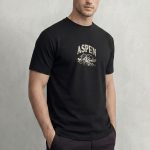 Aspen, T-Shirt Μπλούζα με Σχέδιο σε Μαύρο Χρώμα