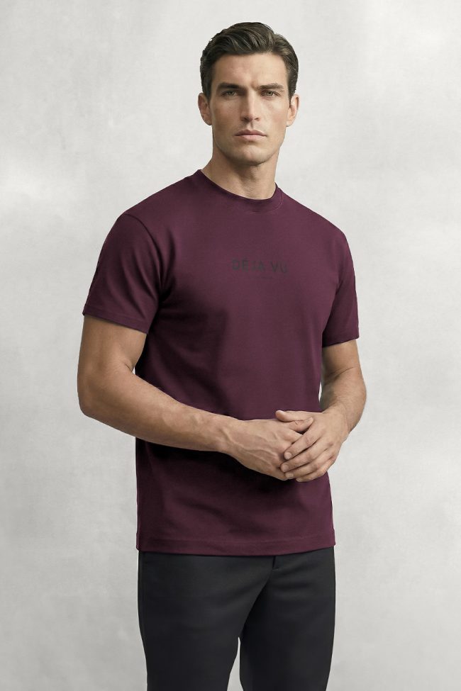 Deja Vu, Heavy Cotton T-Shirt σε Μπορντώ Χρώμα