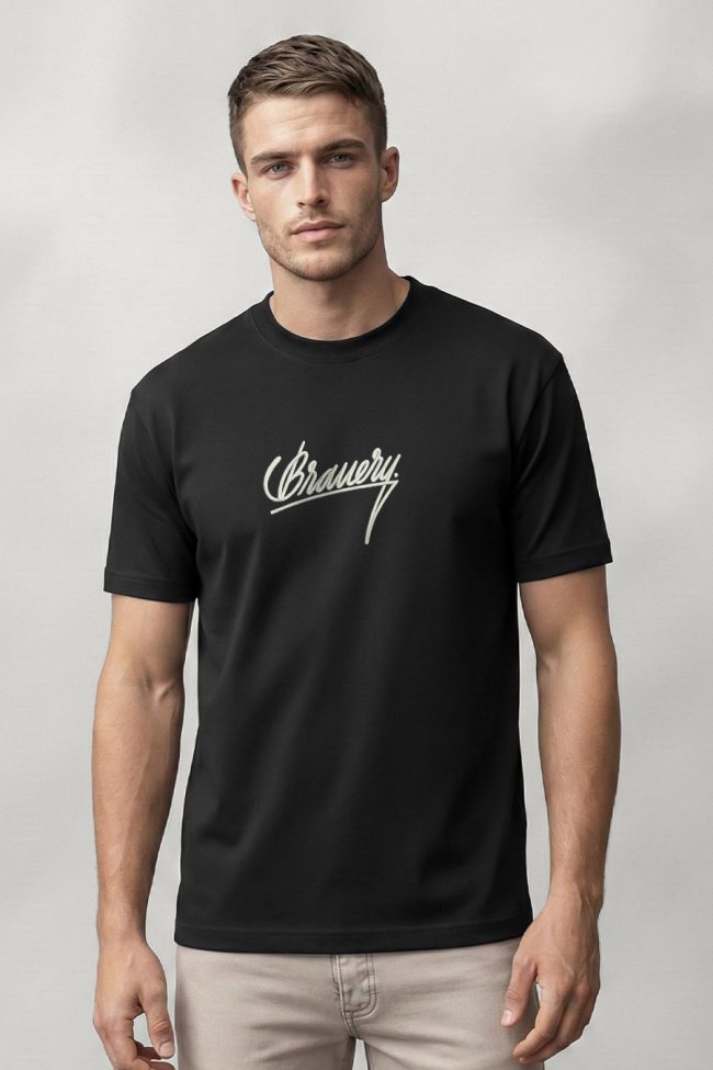 Bravery Maxi, Heavy Cotton T-Shirt σε Μαύρο Χρώμα