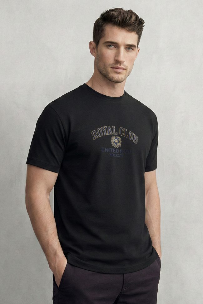 United Royal Club, Heavy Cotton T-Shirt σε Μαύρο Χρώμα