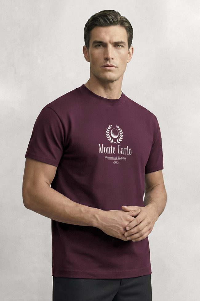 Monte Carlo Legacy, T-Shirt Μπλούζα με Σχέδιο σε Μπορντώ Χρώμα