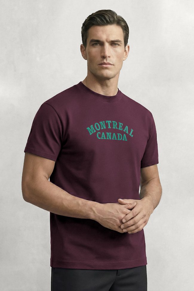 Montreal Green, T-Shirt Μπλούζα με Σχέδιο σε Μπορντώ Χρώμα