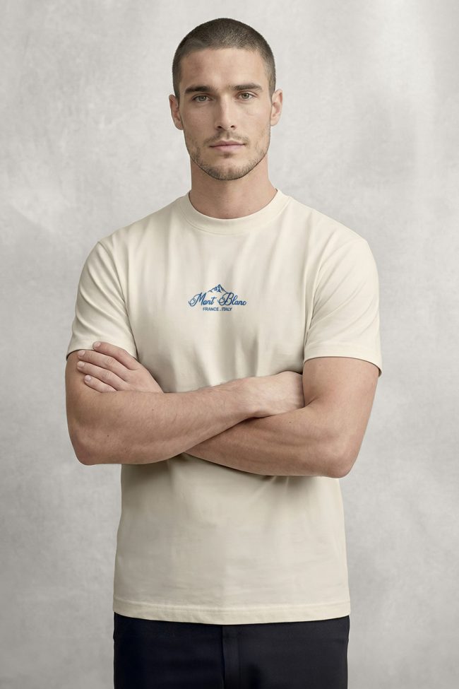 Mont Blanc Peak, T-Shirt Μπλούζα με Σχέδιο σε Εκρού Χρώμα