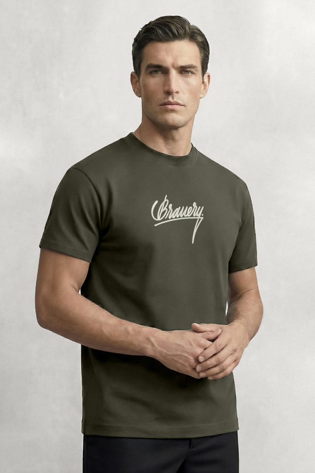 Bravery Maxi, Heavy Cotton T-Shirt σε Χακί Χρώμα