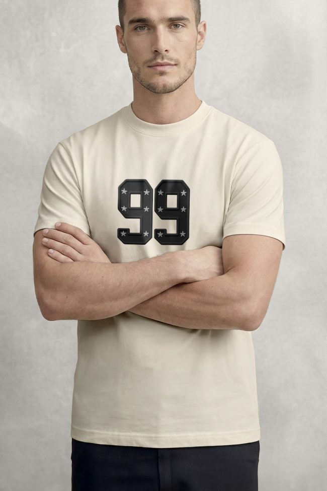 Stars 99 , Casual Μπλούζα T-Shirt σε Εκρού Χρώμα