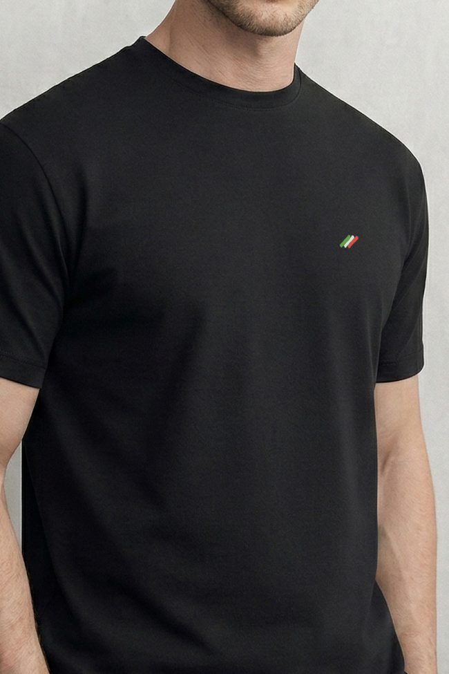 Italia Tricolore, Ανδρική Μπλούζα T-Shirt σε Μαύρο Χρώμα