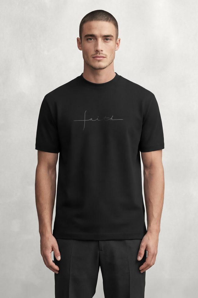 Faith Line, Ανδρική Μπλούζα T-Shirt σε Μαύρο Χρώμα