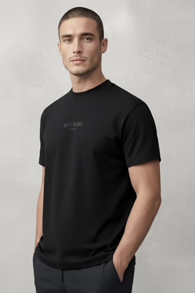 Mont Blanc Minimal, T-Shirt Μπλούζα με Σχέδιο σε Μαύρο Χρώμα