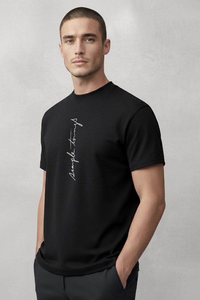 Simple Things Vertical, Heavy Cotton T-Shirt σε Μαύρο Χρώμα