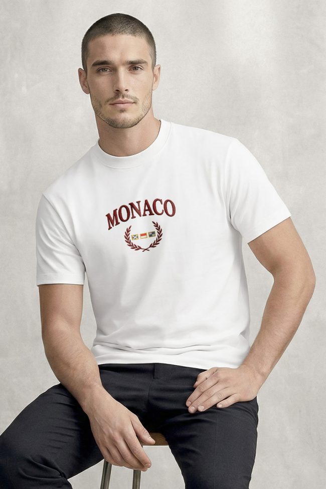 Monaco Royal, T-Shirt Μπλούζα με Σχέδιο σε Λευκό Χρώμα