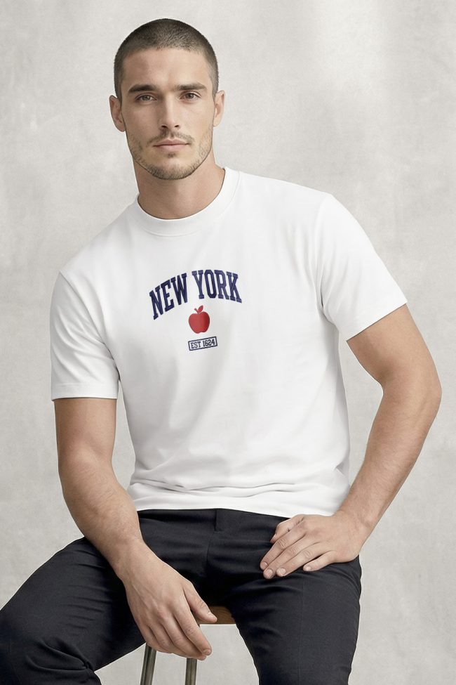 NY Apple, Ανδρική Μπλούζα T-Shirt σε Λευκό Χρώμα