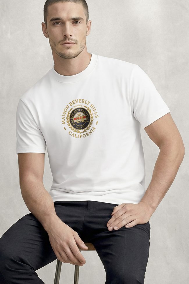 Maison Beverly Hills, Casual Μπλούζα T-Shirt σε Λευκό Χρώμα