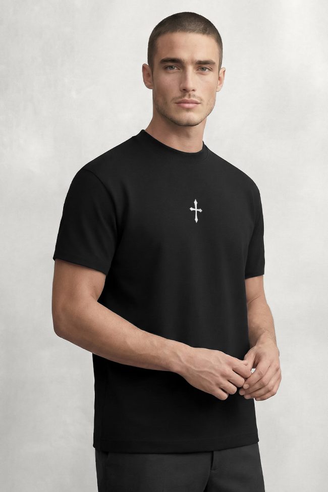 True Faith, Heavy Cotton T-Shirt σε Μαύρο Χρώμα