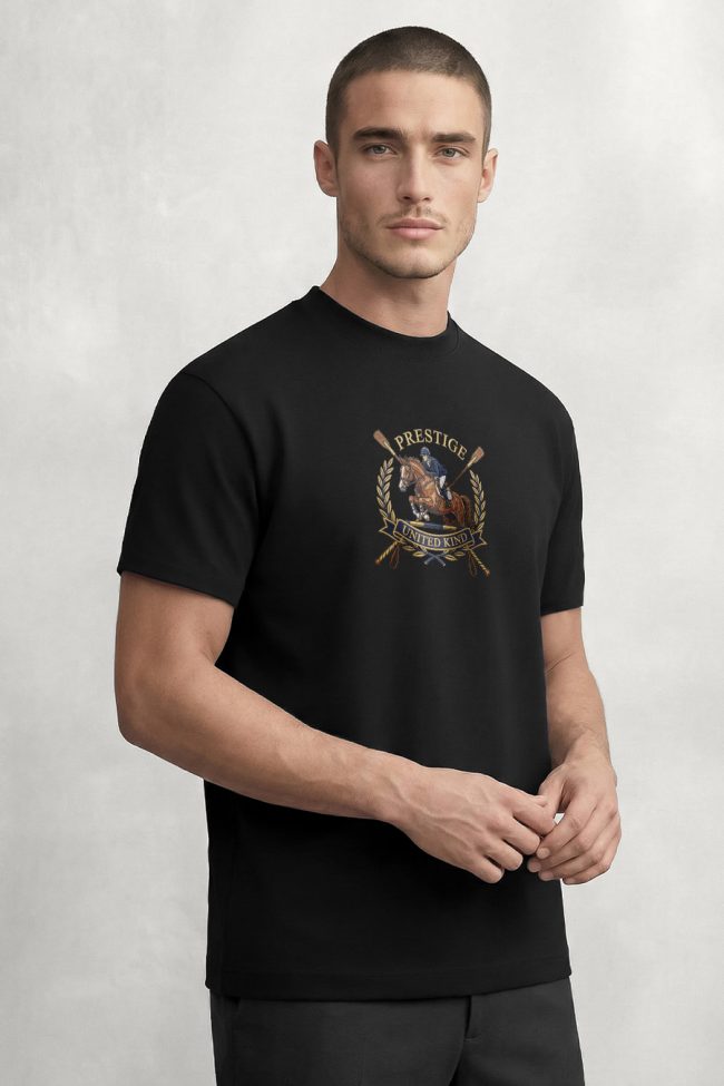 Prestige Horse, Heavy Cotton T-Shirt σε Μαύρο Χρώμα