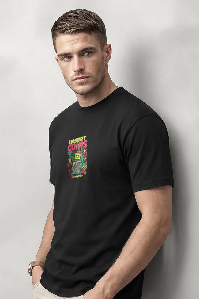 Insert Coins Anywhere, Graphic T-Shirt σε Μαύρο Χρώμα