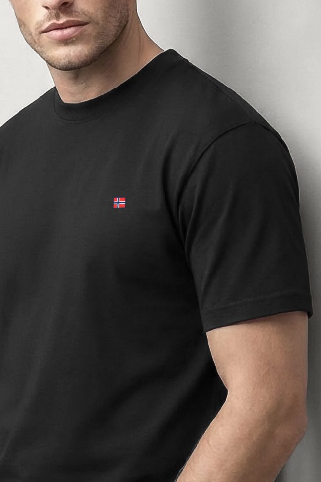 Norwegian Flag Minimal, Μπλούζα T-Shirt σε Μαύρο Χρώμα