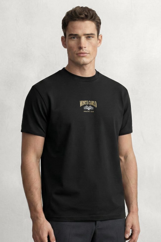 Monte Carlo Athletic Club Centered, Μπλούζα T-Shirt σε Μαύρο Χρώμα