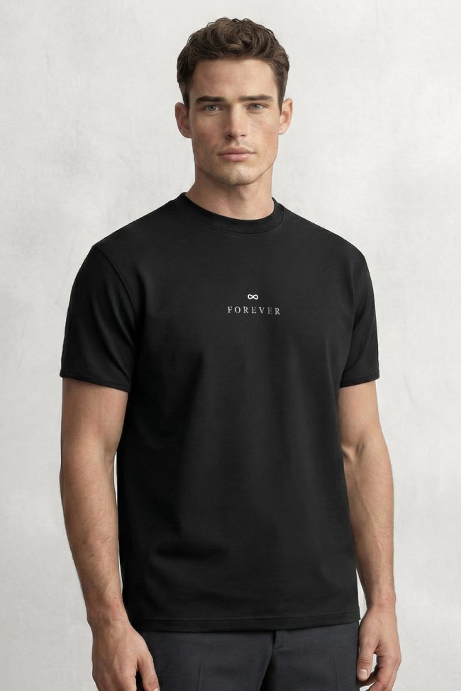 Forever, T-Shirt Μπλούζα με Σχέδιο σε Μαύρο Χρώμα