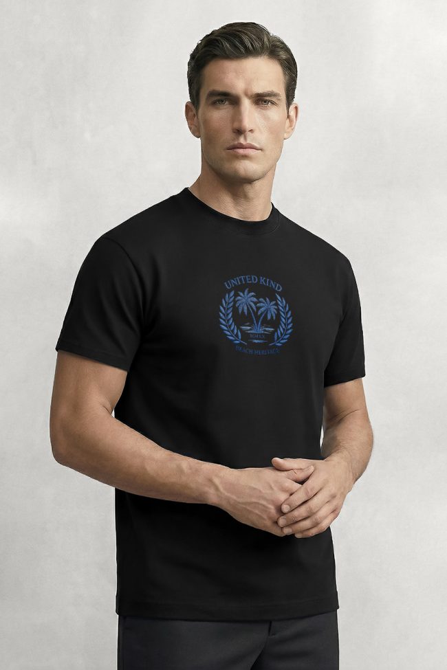 United Kind Coastal Blue, Heavy Cotton T-Shirt σε Μαύρο Χρώμα