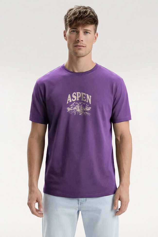 Aspen, T-Shirt Μπλούζα με Σχέδιο σε Μωβ Χρώμα