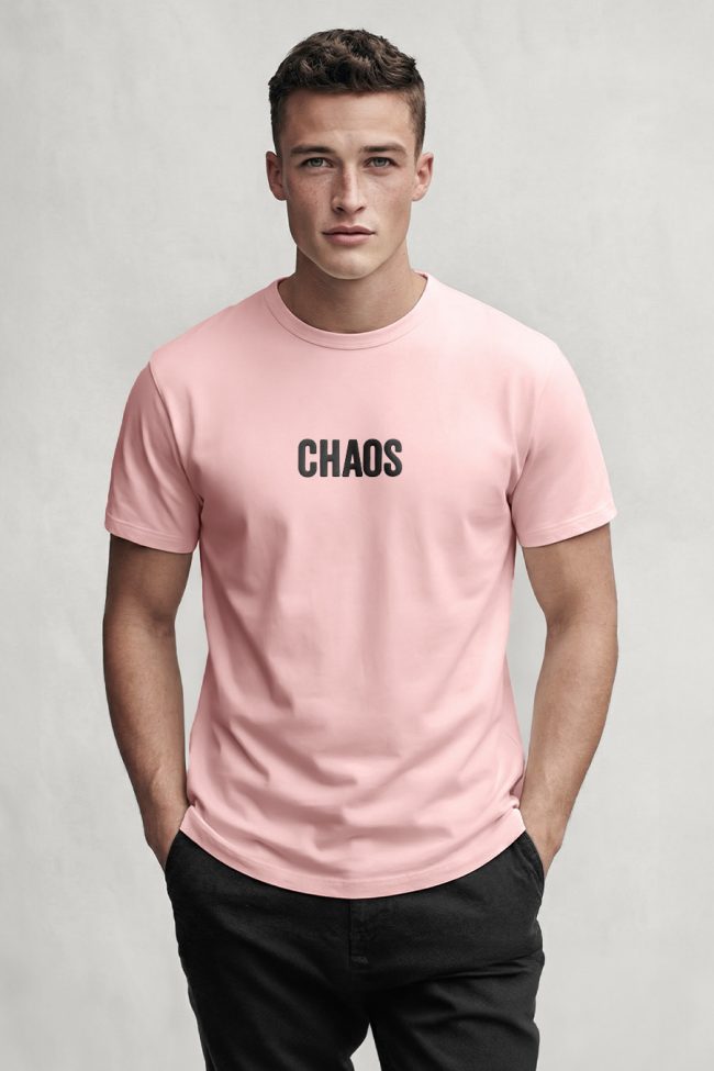 Chaos Blackout, Heavy Cotton T-Shirt σε Ροζ Χρώμα
