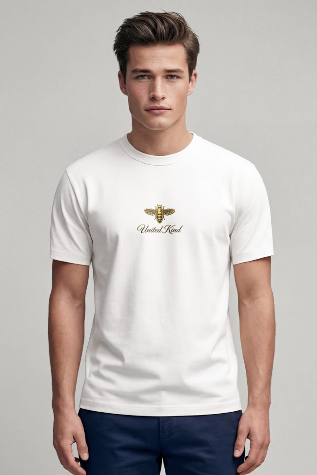 United Kind Bee, Heavy Cotton T-Shirt σε Λευκό Χρώμα