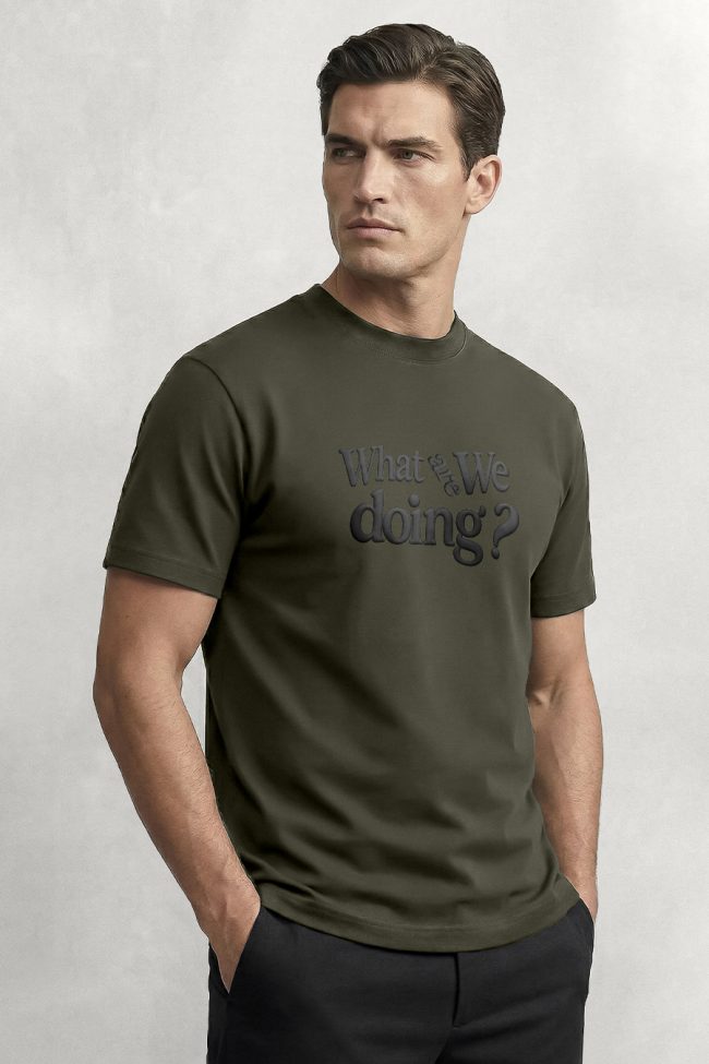What Are We Doing, Heavy Cotton T-Shirt σε Χακί Χρώμα