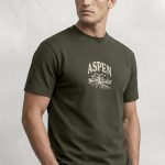 Aspen, T-Shirt Μπλούζα με Σχέδιο σε Χακί Χρώμα