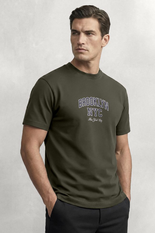 Brooklyn District, T-Shirt Μπλούζα με Σχέδιο σε Χακί Χρώμα