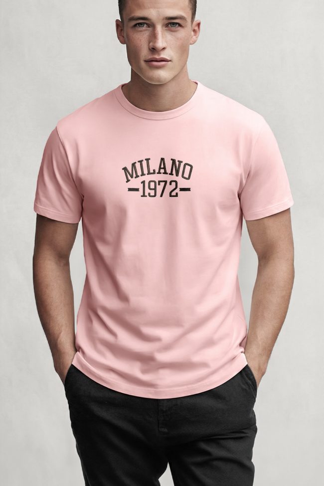 Milano Vintage, T-Shirt Μπλούζα με Σχέδιο σε Ροζ Χρώμα