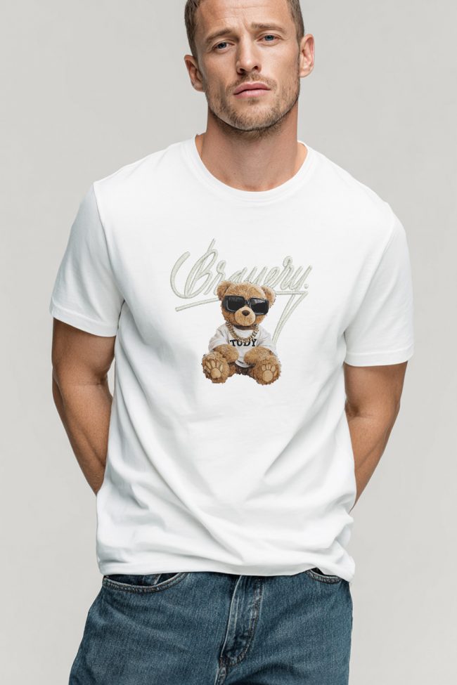 Bravery Teddy, Μπλούζα T-Shirt σε Λευκό Χρώμα