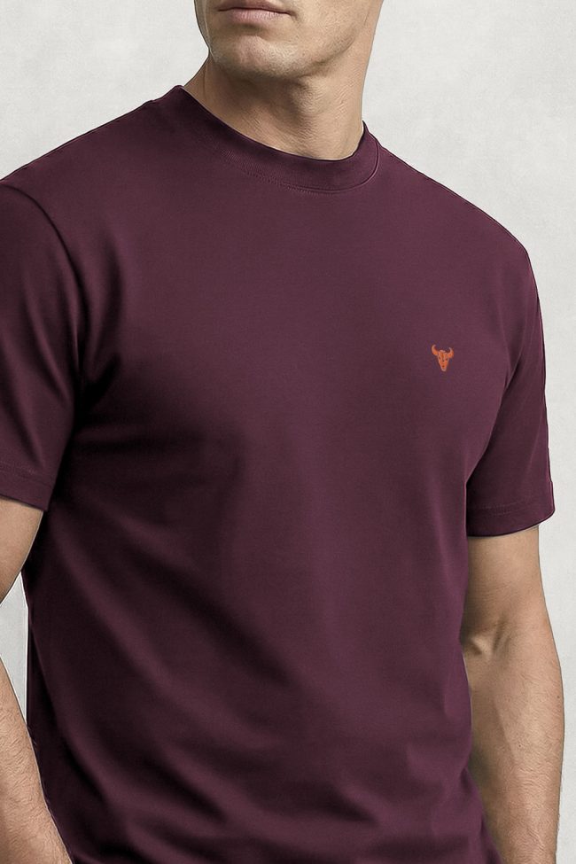Horns Red, Ανδρική Μπλούζα T-Shirt σε Μπορντώ Χρώμα