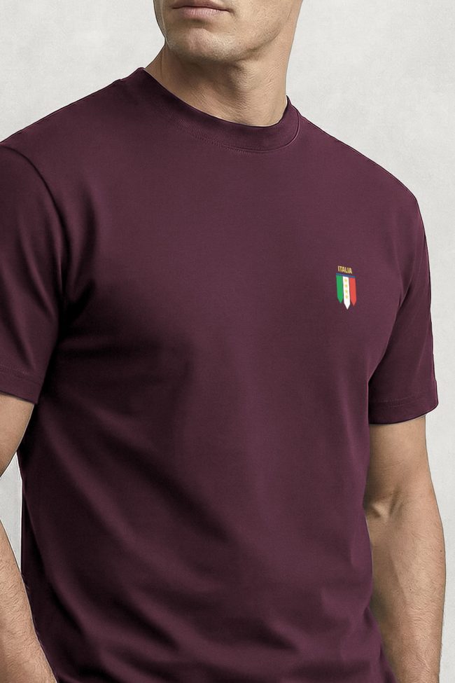 Italia Shield, Ανδρική Μπλούζα T-Shirt σε Μπορντώ Χρώμα