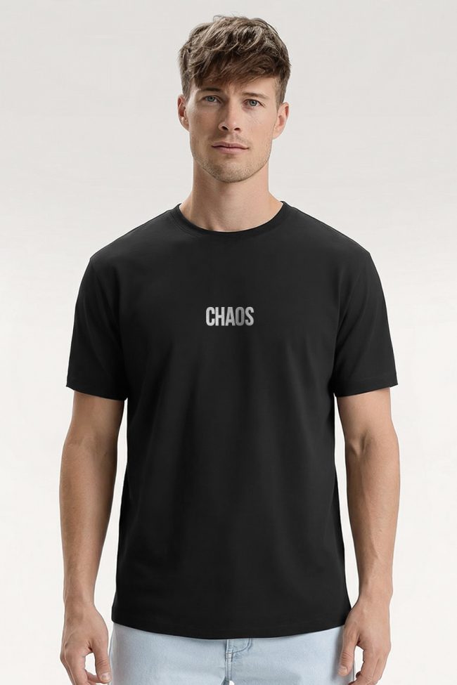 Chaos Contrast, Heavy Cotton T-Shirt σε Μαύρο Χρώμα