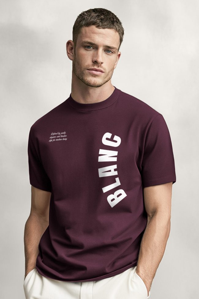 Blanc, Casual Μπλούζα T-Shirt σε Μπορντώ Χρώμα