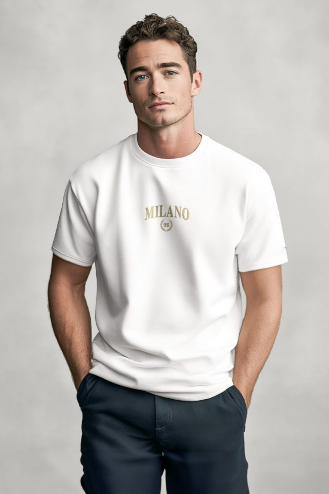 Milano Gold, T-Shirt Μπλούζα με Σχέδιο σε Λευκό Χρώμα