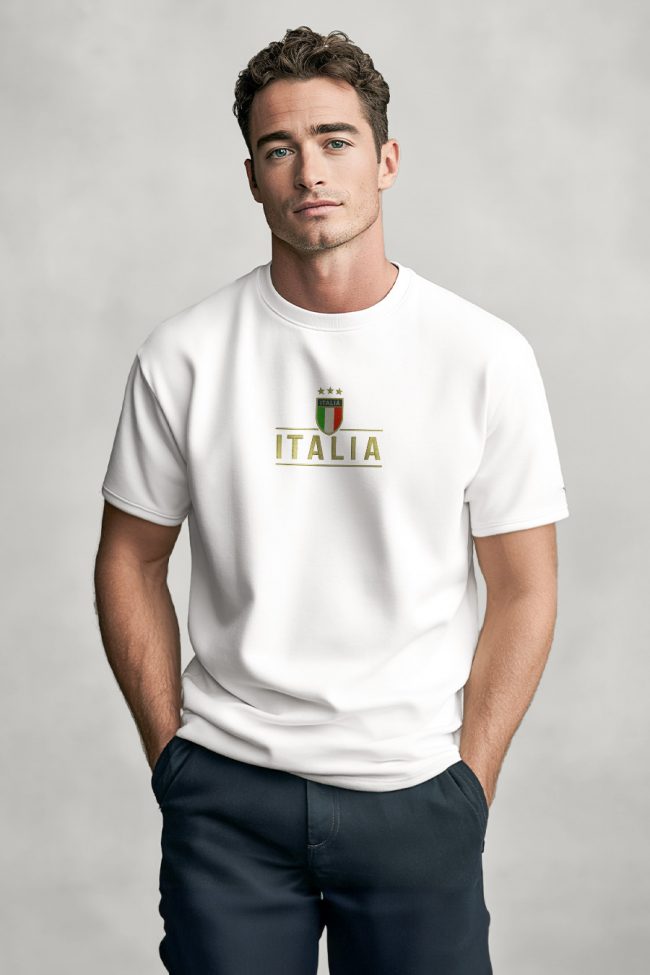 Italia Gold Stars, Μπλούζα T-Shirt σε Λευκό Χρώμα