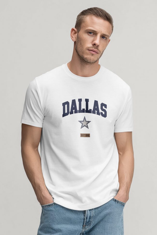 Dallas Star, T-Shirt Μπλούζα με Σχέδιο σε Λευκό Χρώμα