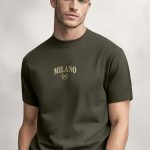 Milano Gold, T-Shirt Μπλούζα με Σχέδιο σε Χακί Χρώμα