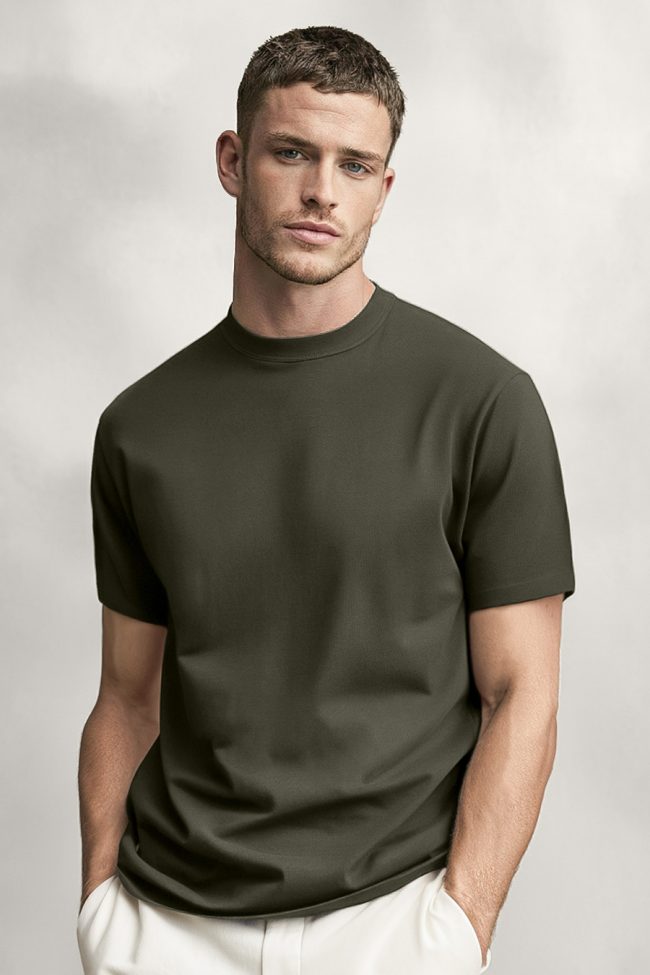 Easy Fit T-Shirt σε Χακί Χρώμα