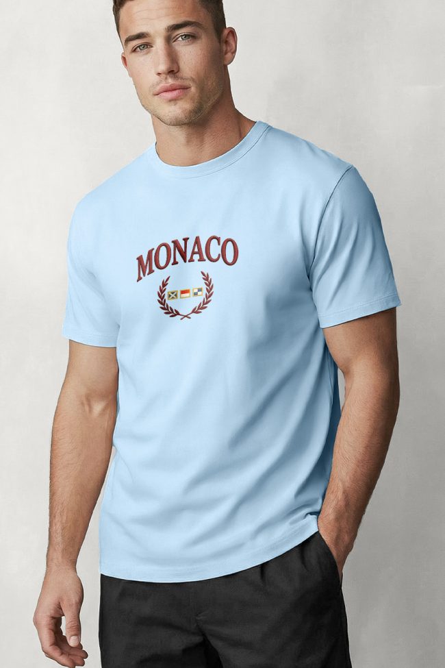 Monaco Royal, T-Shirt Μπλούζα με Σχέδιο σε Γαλάζιο Χρώμα